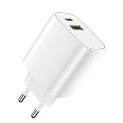 Forever wall charger 1xUSB QC 3.0 + 1xUSB-C PD 20W LS-04 white цена и информация | Зарядные устройства для телефонов | pigu.lt