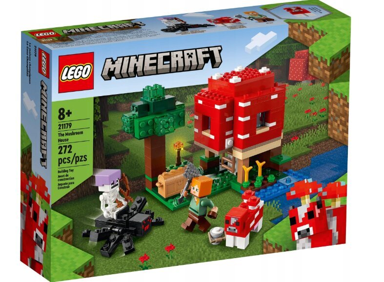 21179 LEGO Minecraft grybų namas ir pliušinė pagalvė Katė kaina ir informacija | Konstruktoriai ir kaladėlės | pigu.lt