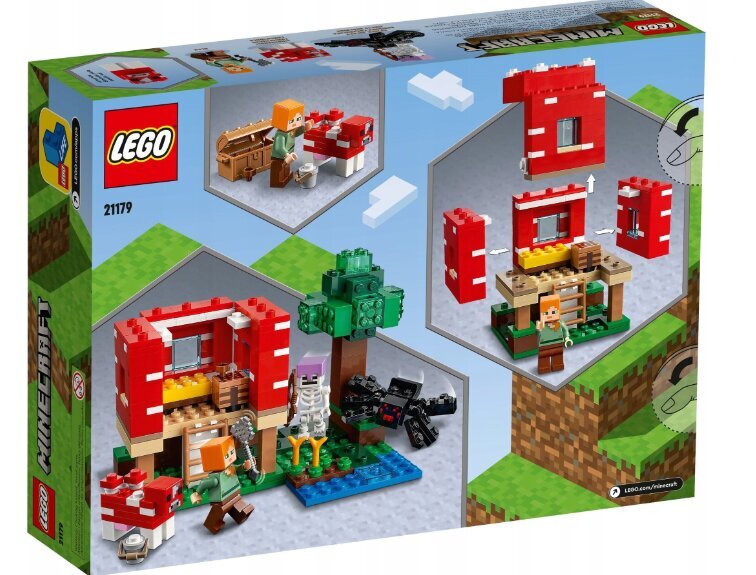 21179 LEGO Minecraft grybų namas ir pliušinė pagalvė Katė kaina ir informacija | Konstruktoriai ir kaladėlės | pigu.lt