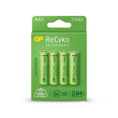 įkraunamos baterijos GP ReCyko AA 2100mAh NiMh 4 vnt. kaina ir informacija | Elementai | pigu.lt