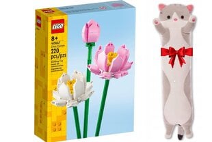 40647 LEGO® Creator Lotus Flowers rinkinys ir pliušinė pagalvė Katė цена и информация | Конструкторы и кубики | pigu.lt