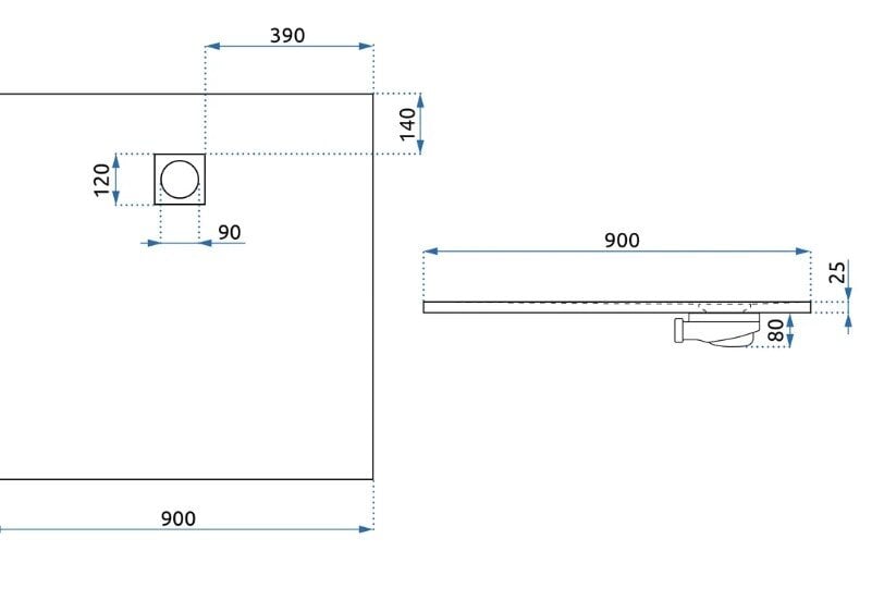 Magnum dušo padėklas juodas 90x90 kaina ir informacija | Dušo padėklai | pigu.lt