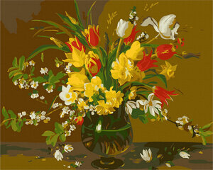 Tapyba pagal skaičius Pavasario gėlės 40x50 cm kaina ir informacija | Tapyba pagal skaičius | pigu.lt