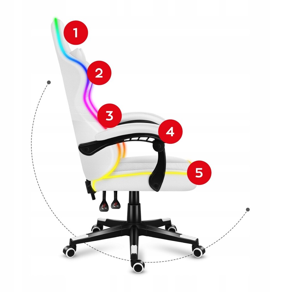 Žaidimų kėdė, Huzaro Force 4.4, balta kaina ir informacija | Biuro kėdės | pigu.lt