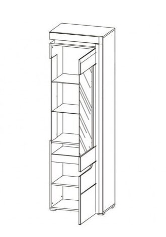 Vitrina Liveo Irma IM7, dešininė, balta kaina ir informacija | Vitrinos, indaujos | pigu.lt