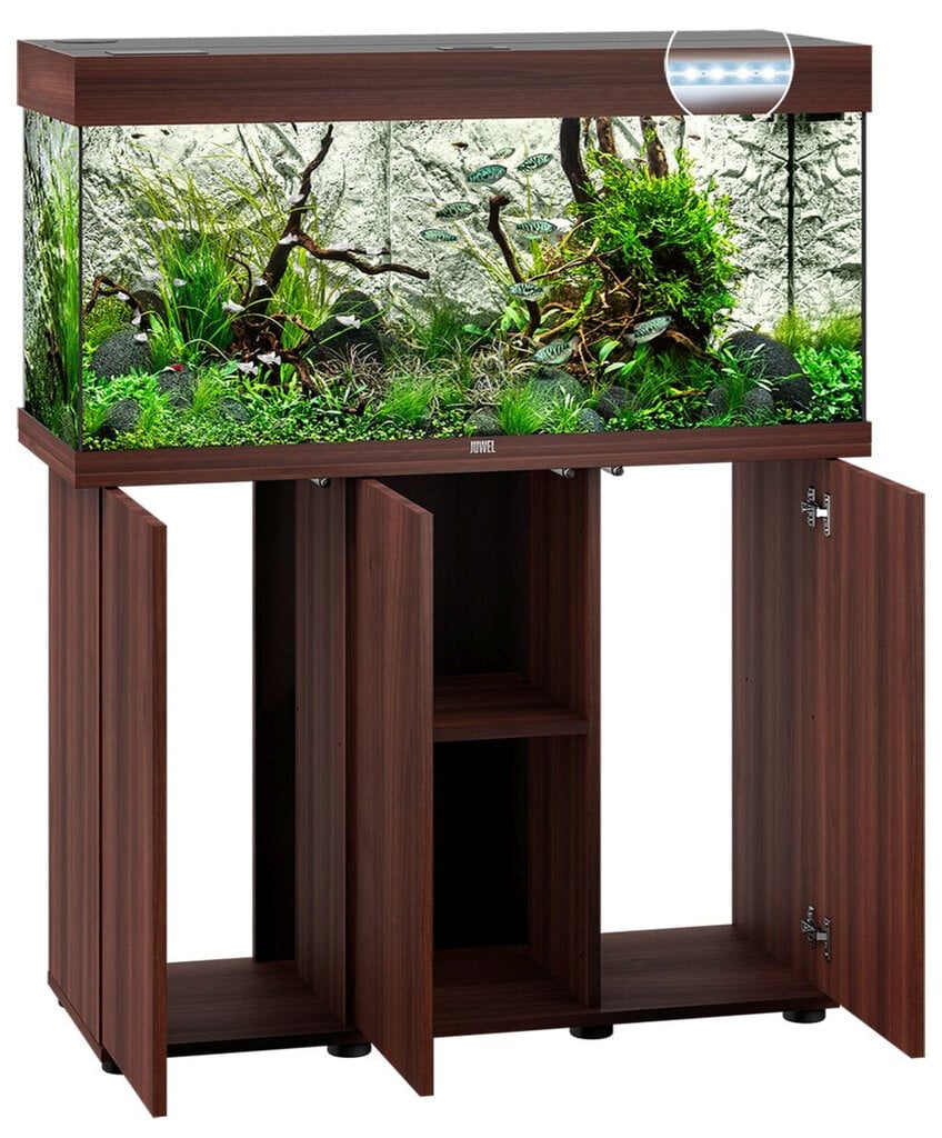 Akvariumas, Juwel Rio LED 180L, tamsus medis kaina ir informacija | Akvariumai ir jų įranga | pigu.lt