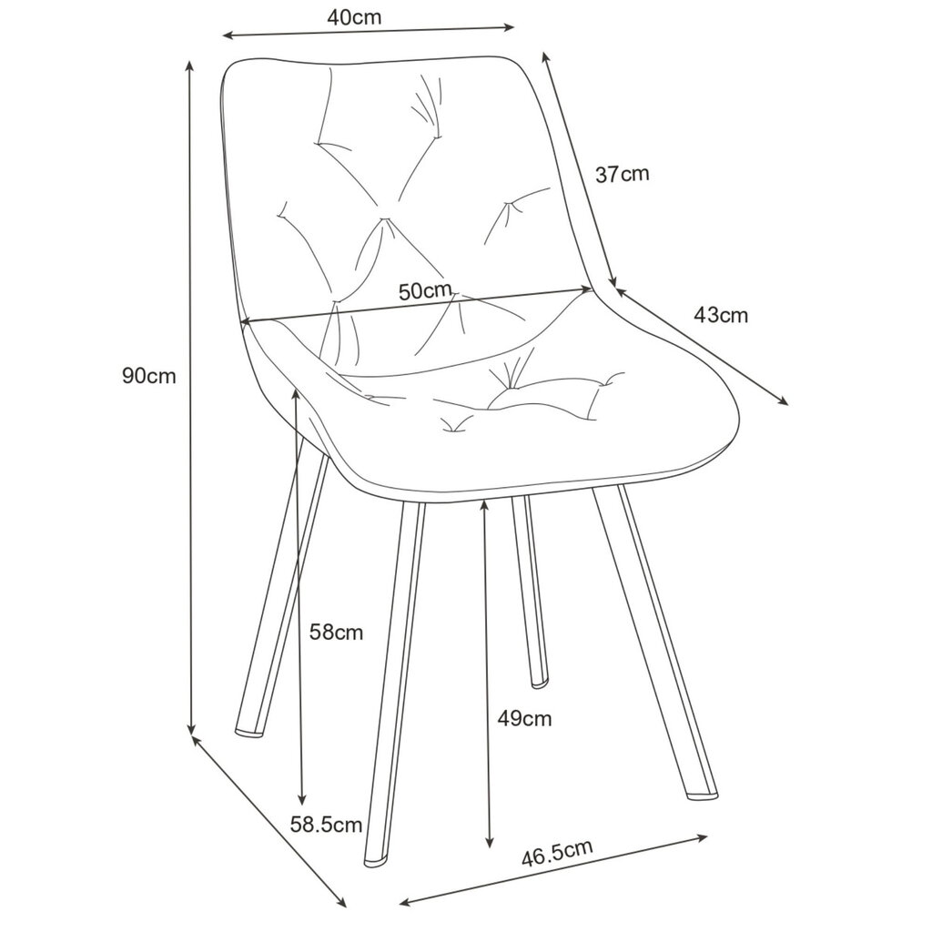 2-ių kėdžių komplektas Akord SJ.33, pilkas kaina ir informacija | Virtuvės ir valgomojo kėdės | pigu.lt