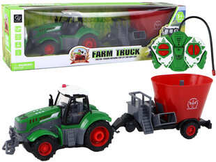 Traktorius su derliaus nuėmimo priekaba ir nuotolinio valdymo pultu kaina ir informacija | Žaislai berniukams | pigu.lt