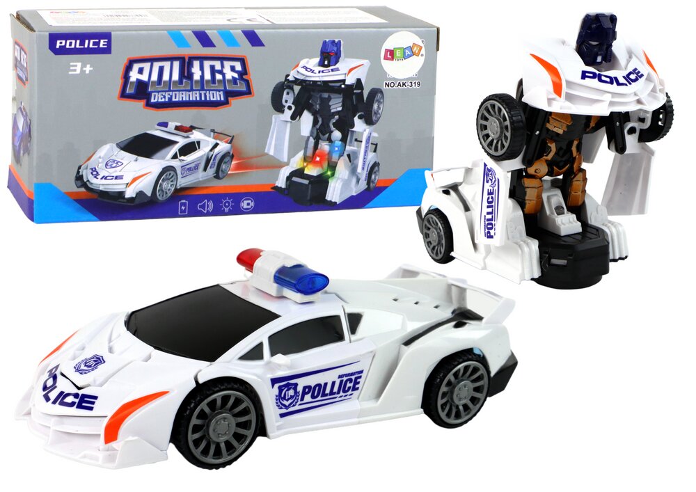 Policijos automobilis-robotas 2in1, baltas цена и информация | Žaislai berniukams | pigu.lt