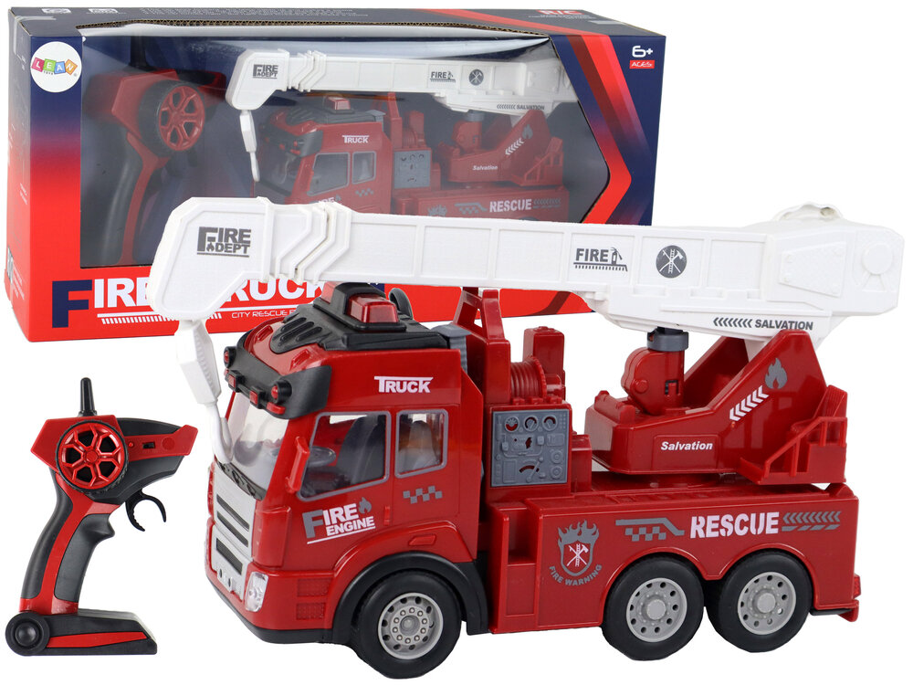 Priešgaisrinės tarnybos automobilis su kranu ir nuotolinio valdymo pultu kaina ir informacija | Žaislai berniukams | pigu.lt
