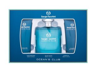 Dovanų rinkinys Sergio Tacchini Ocean's Club vyrams: tualetinis vanduo EDT, 100 ml + dušo žėlė, 100 ml + balzamas po skutimosi, 100 ml цена и информация | Мужские духи | pigu.lt