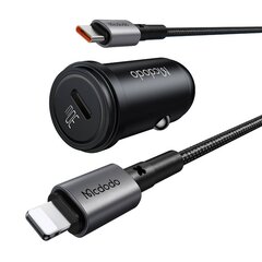 Mcdodo CC-7492 car charger, USB-C, 30W + USB-C to Lightning cable (black) цена и информация | Автомобильные электропринадлежности 12V | pigu.lt