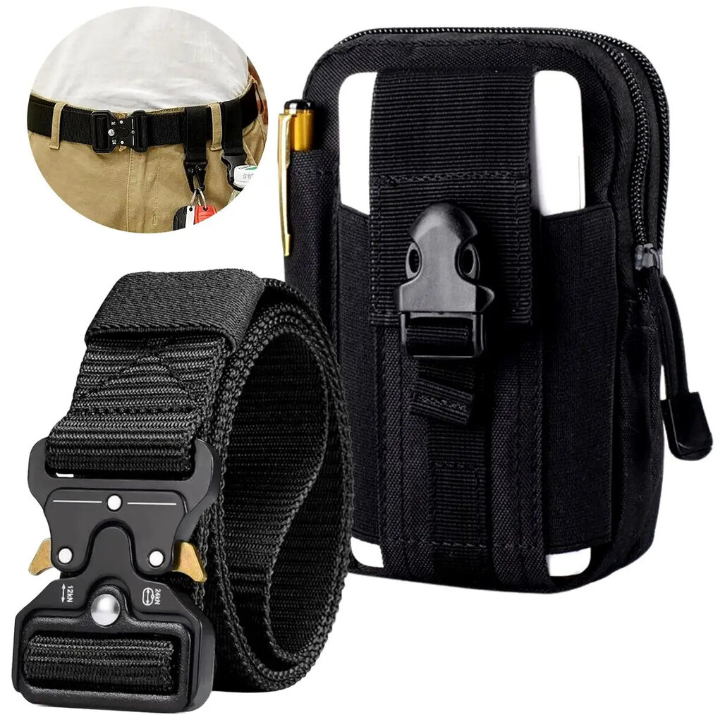 Vyriškas karinis taktinis krepšys + diržas S30 juodas kaina ir informacija | Vyriškos rankinės | pigu.lt