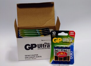 Elementai GP Ultra alkaline AA 1.5V 40vnt. цена и информация | Батарейки | pigu.lt