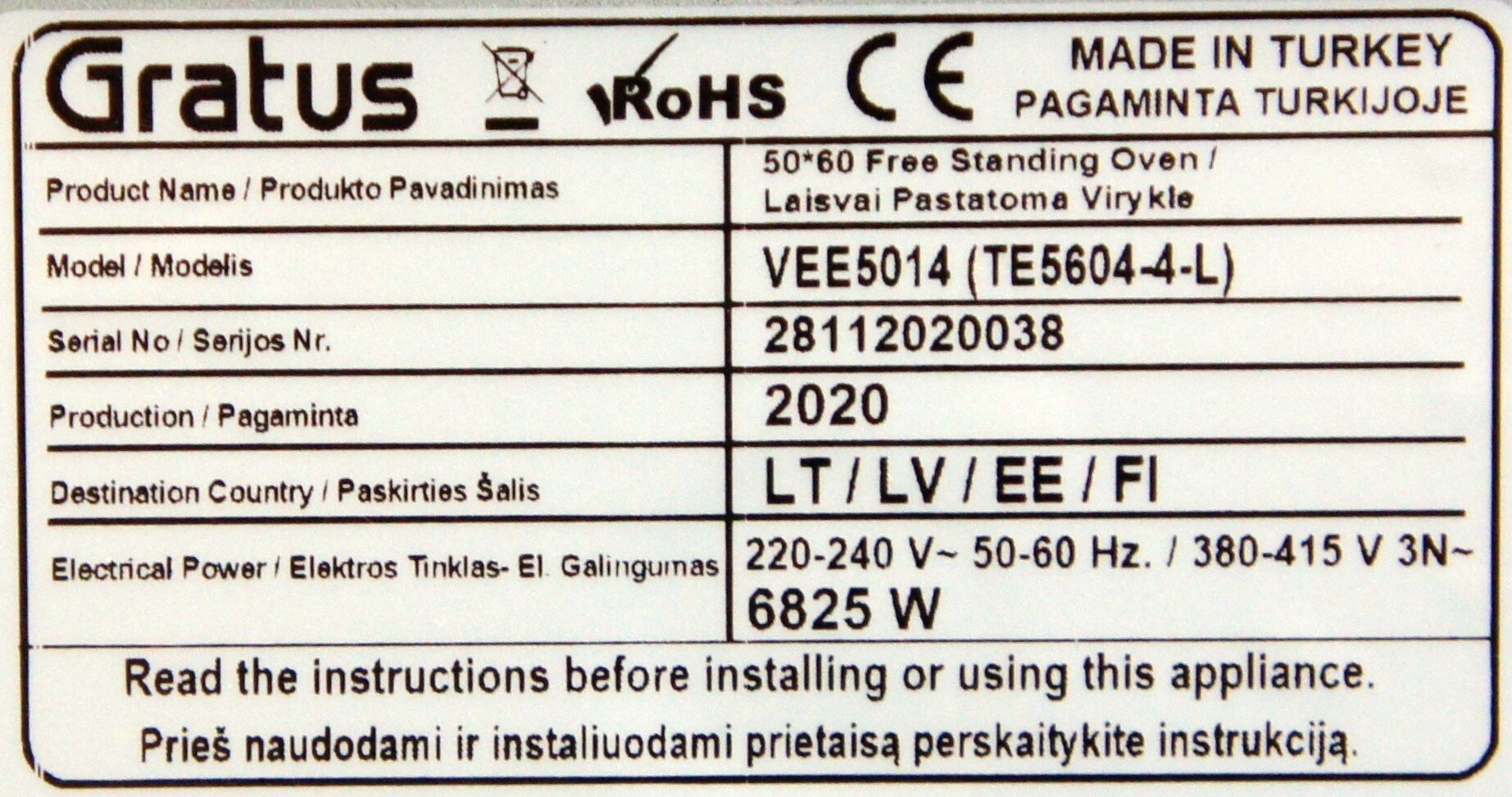 Gratus VEE5014 цена и информация | Elektrinės viryklės | pigu.lt