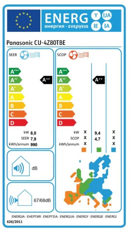 Panasonic multi-split oro kondicionieriaus išorinis blokas CU-4Z80TBE Blokas Išorinis 4-ių jungčių 8,0/9,4 kW, -15 цена и информация | Kondicionieriai, šilumos siurbliai, rekuperatoriai | pigu.lt