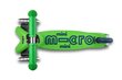 Triratis paspirtukas Micro Mini Deluxe LED Green Blue, žalias kaina ir informacija | Paspirtukai | pigu.lt