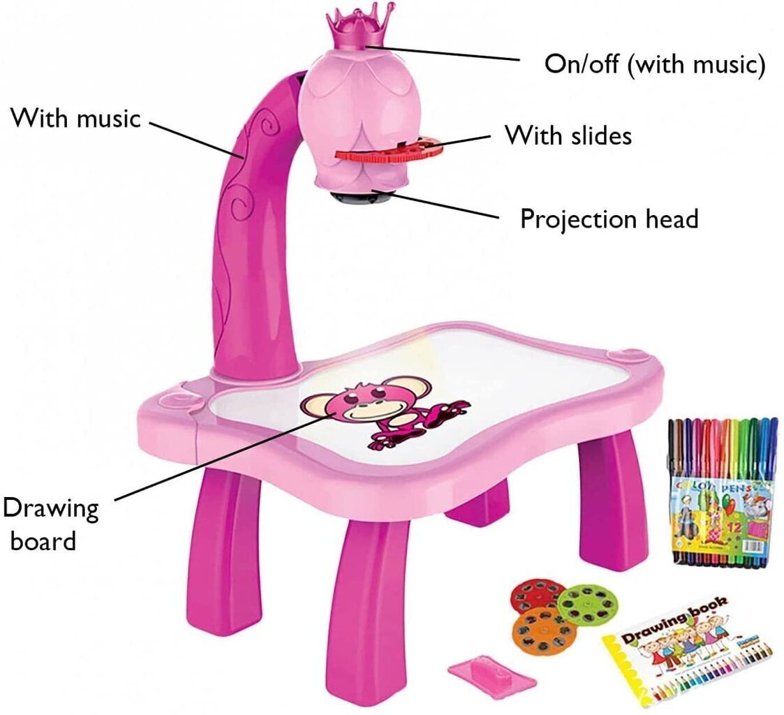 Piešimo projektorius vaikams, rožinis kaina ir informacija | Lavinamieji žaislai | pigu.lt