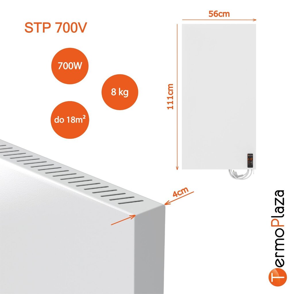 Šildytuvas Termoplaza STP 700V vertikalus termostatas, baltas kaina ir informacija | Šildytuvai | pigu.lt