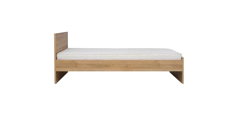 Viengulė lova su grotelėmis ir čiužiniu, 90x200 cm, smėlio spalvos kaina ir informacija | Lovos | pigu.lt