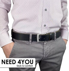Мужской кожаный ремень Need 4You, черный цена и информация | Мужские ремни | pigu.lt