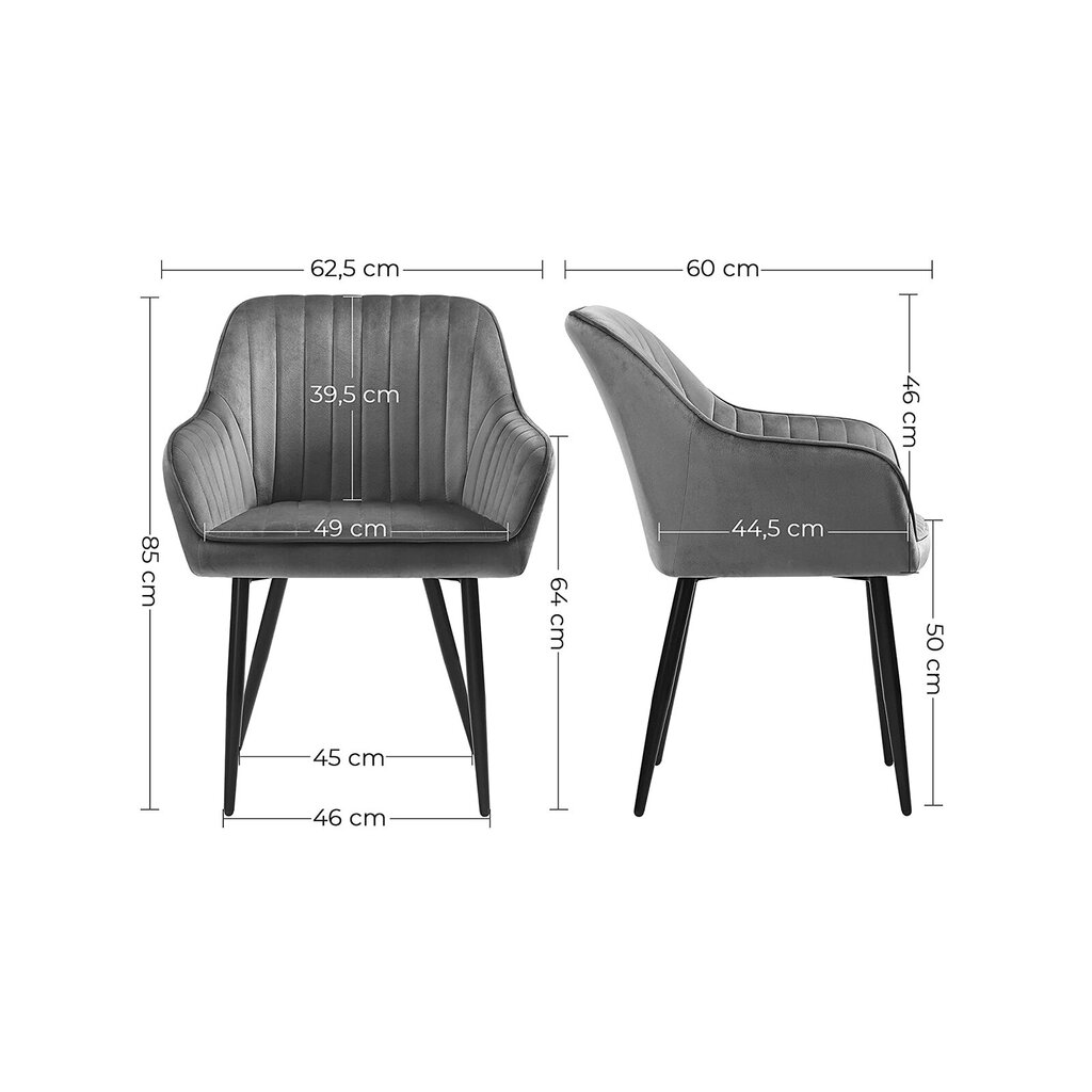 Fotelis Songmics SHPME338, pilkas kaina ir informacija | Virtuvės ir valgomojo kėdės | pigu.lt