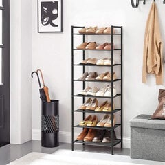 8-уровневая полка для обуви черного цвета SONGMICS SHPME376 цена и информация | Полки для обуви, банкетки | pigu.lt