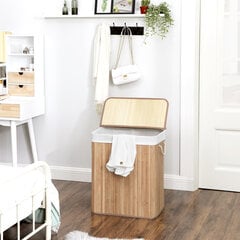 Bambuko skalbinių dėžė su rankenomis, 51,5x31,5x60,5 cm kaina ir informacija | Vonios kambario aksesuarai | pigu.lt