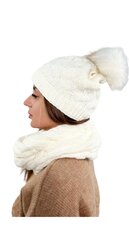 Moteriškas rinkinys kepurė ir šalikas balta kaina ir informacija | Kepurės moterims | pigu.lt