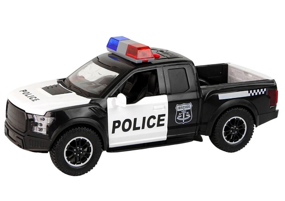 Žaislinis policijos visureigis Lean Toys, juodas/baltas, 24x13,5x10 cm kaina ir informacija | Žaislai berniukams | pigu.lt