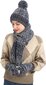 Žiemos rinkinys moterims pirštinės, šalikas, kepurė, juoda balta M1211043-1 цена и информация | Moteriškos pirštinės | pigu.lt