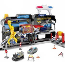 Žaislinė Policijos automobilių stovėjimo aikštelė su lipdukais ir 2 automobiliais kaina ir informacija | Žaislai berniukams | pigu.lt