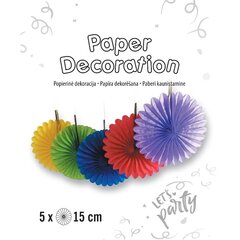 Popierinė dekoracija "Vėduoklė", 15 cm, 5 vnt. kaina ir informacija | Dekoracijos šventėms | pigu.lt