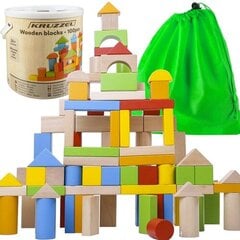 Набор деревянных кубиков Kruzzel, 100 шт цена и информация | Развивающие игрушки | pigu.lt