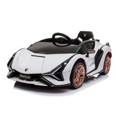 Vienvietis vaikiškas elektromobilis Lamborghini Sian, baltas kaina ir informacija | Elektromobiliai vaikams | pigu.lt