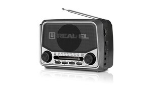 REAL-EL X-525, портативное радио, FM-радио AM/SW, USB, SD-карта, фонарик, питание от аккумулятора цена и информация | Радиоприемники и будильники | pigu.lt