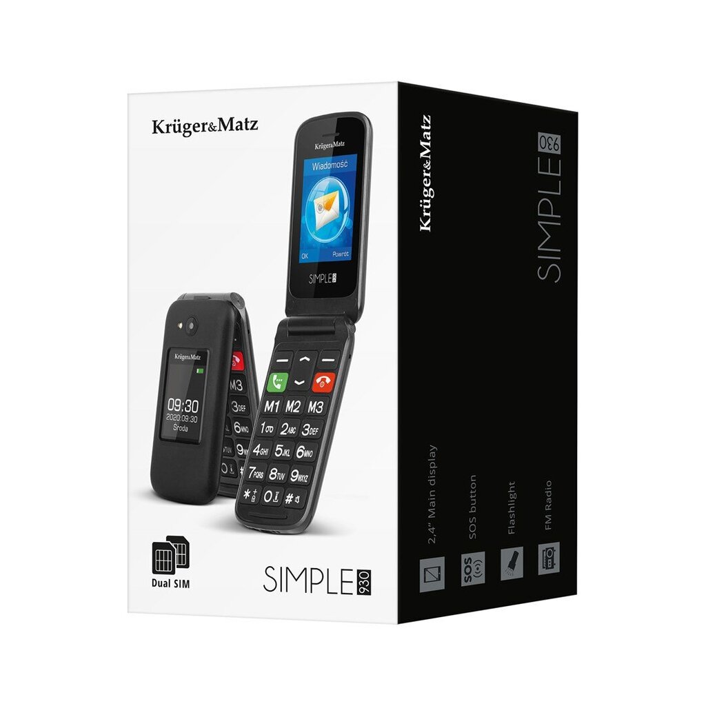 Kruger & Matz KM0930 Black kaina ir informacija | Mobilieji telefonai | pigu.lt