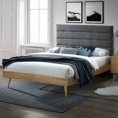 Кровать ROMAN 160x200см, ткань серый/дуб цена и информация | Кровати | pigu.lt