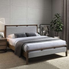 Кровать ВОКСИ 160x200см, ткань серый/орех цена и информация | Кровати | pigu.lt