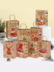 Рождественские бумажные подарочные пакеты Howaf, 8 шт., красные / белые / зеленые цена и информация | Товары для упаковки подарков | pigu.lt