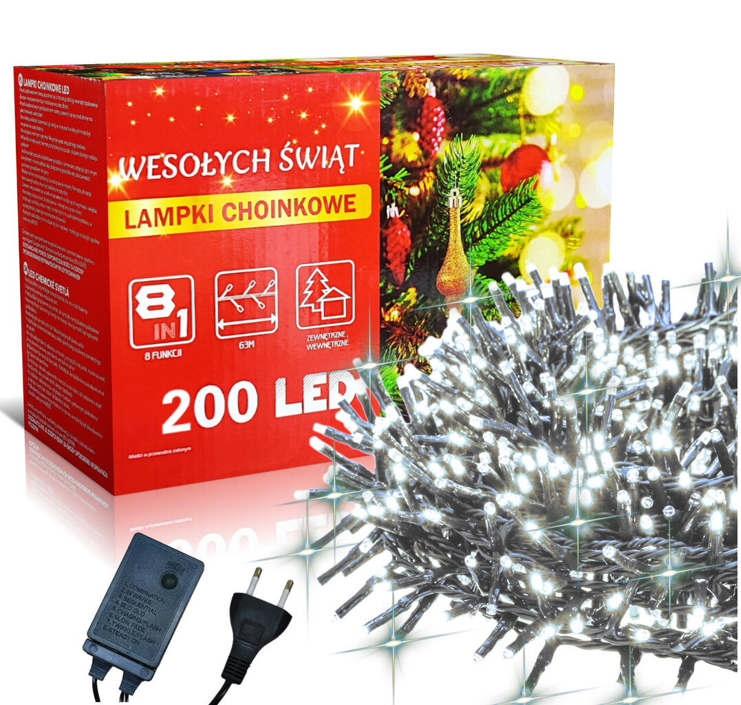 Kalėdinė girlianda, 200 LED, 14.5 m цена и информация | Girliandos | pigu.lt