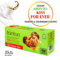 Чай в пакетиках зеленый цейлонский Kiss for Ever Тarlton, 25 шт., 50 г цена и информация | Чай | pigu.lt