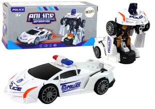 Policijos automobilis - robotas Lean Toys 2in1, baltas цена и информация | Игрушки для мальчиков | pigu.lt