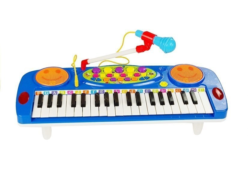 Vaikiškas pianinas su mikrofonu Lezile, mėlynas цена и информация | Lavinamieji žaislai | pigu.lt