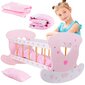 Žaislinė medinė lovytė-lopšys su patalyne, rožinė kaina ir informacija | Žaislai mergaitėms | pigu.lt