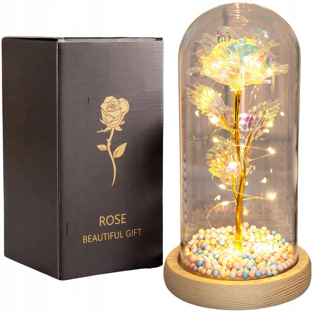 Amžina rožė su LED kaina ir informacija | Miegančios rožės, stabilizuoti augalai | pigu.lt