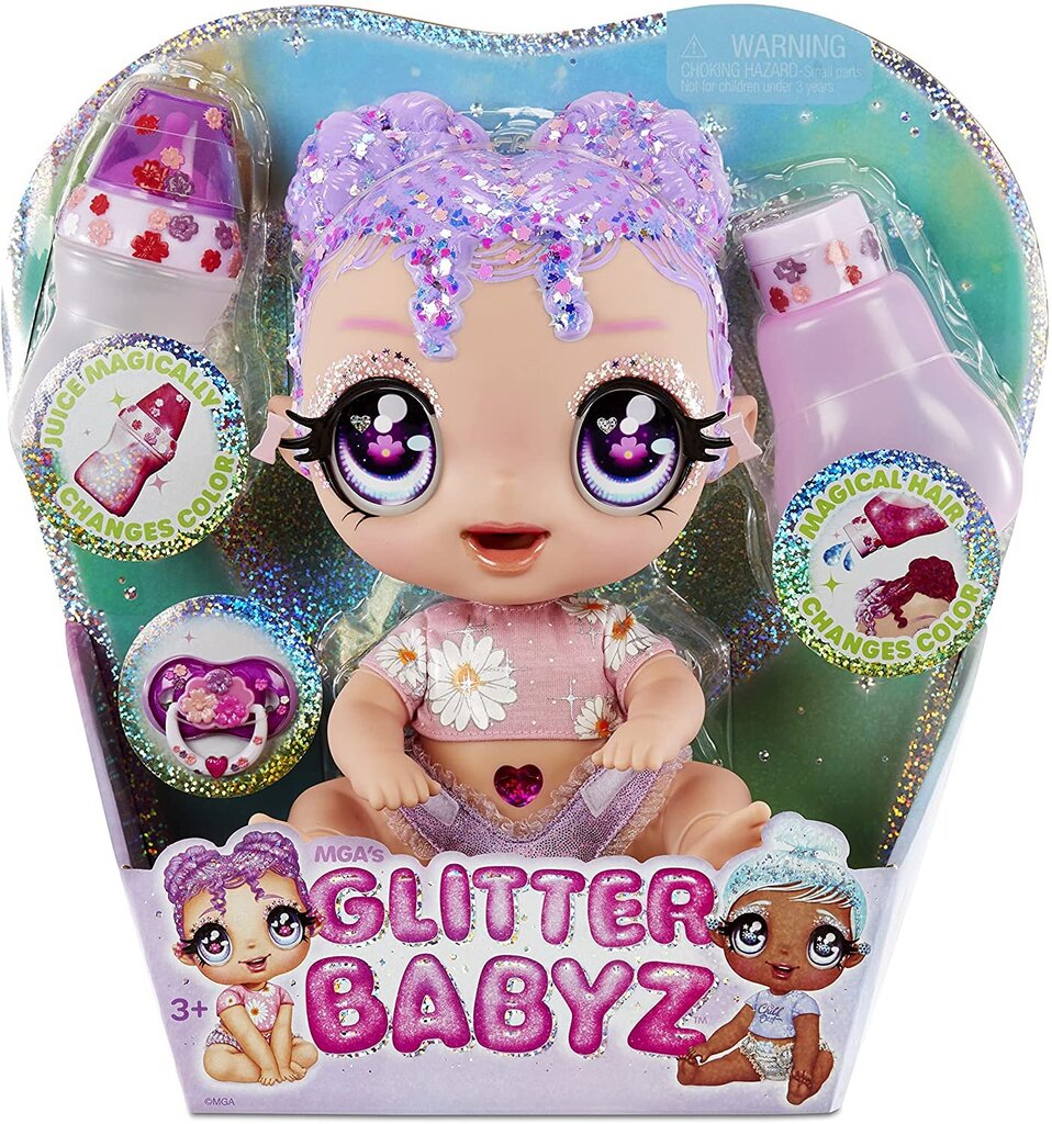 Blizganti lėlė Glitter Babyz Lila Wildbloom цена и информация | Žaislai mergaitėms | pigu.lt