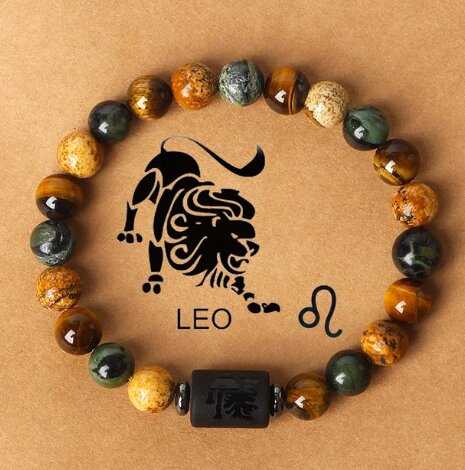 Akmeninė apyrankė su zodiako ženklu Leo kaina ir informacija | Apyrankės moterims | pigu.lt
