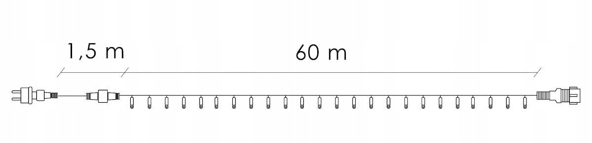 Kalėdinė girlianda, 1000 LED, 61,5 m. kaina ir informacija | Girliandos | pigu.lt