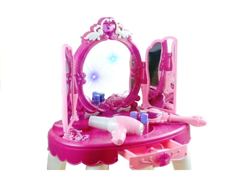 Vaikiškas tualetinis staliukas su priedais Lean Toys, 1452, rožinis, 10 d. цена и информация | Žaislai mergaitėms | pigu.lt